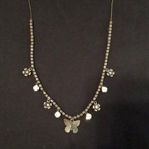 Darker Toned Butterfly Rhinestone Necklace